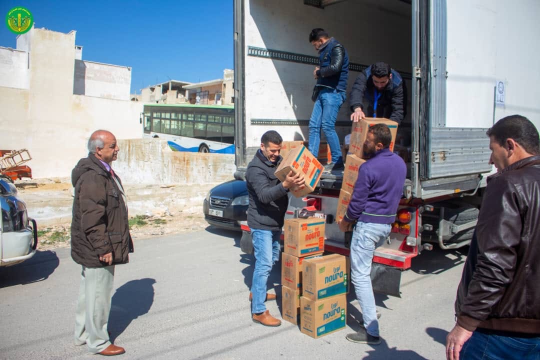 توجه الفريق الاغاثي لجمعية إنعاش الفقير في مدينة التل إلى محافظة إدلب